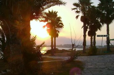 Cypr,Pafos,zachod slonca #Cypr #Pafos #deptak #palma #morze #slonce #zachod