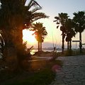 Cypr,Pafos,zachod slonca #Cypr #Pafos #deptak #palma #morze #slonce #zachod