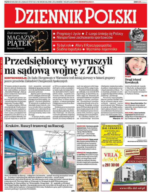 Artykuł Dziennik Polski 30.12.2011