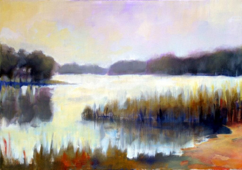 jezioro w Puszczy Noteckiej akryl 40-60 #malarstwo #pejzaż #obrazy