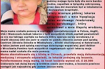 http://pomagamy.dbv.pl/ #Apel #ChoreDzieci #darowizna #schorzenie #OpiekaRehabilitacyjna #Fiedziuszko #fundacja #PomocCharytatywna #PomocDzieciom #PomocnaDłoń #rehabilitacja #sponsor #sponsoring #NoemiKoper #NiedorozwójNerwuWzrokowego #ApelOPomoc