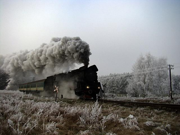 Ol49-7, Rostarzewo, pociąg planowy do Poznania. 22.12.2007 #parowóz #Wolsztyn