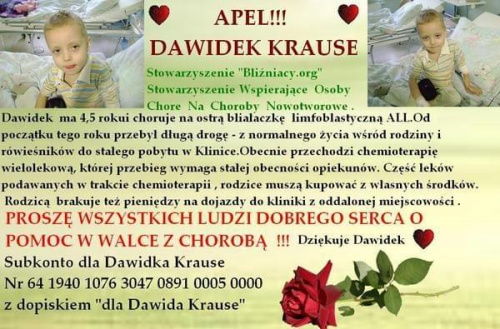 Dawid Krause - ostra białaczka limfoblastyczna --- http://pomagamy.dbv.pl/ #DawidKrause #OstraBiałaczkaLimfoblastyczna #pomagamydbvpl #StronaInformacyjna #ApelOPomoc #LudzkaTragedia #PomocPotrzebującym #PomocDziecku #pomoc #PomocCharytatywna #SOS