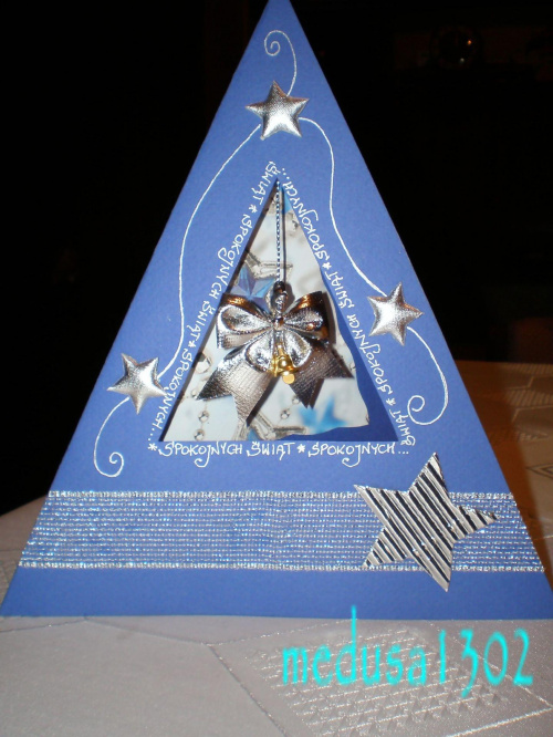 Moje ręcznie robione trójkątne kartki bożonarodzeniowe