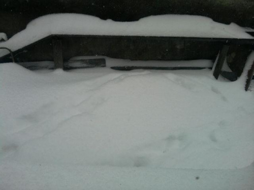 Po intensywnych opadach śniegu w nocy z 01/02.12.2010.
Wysokość pokrywy śnieżnej - 25-30cm, w zaspach jeszcze więcej.