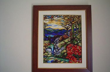 Pejzaz 3 #hafty #irysy #pejzez #woda #ZachodSlonca