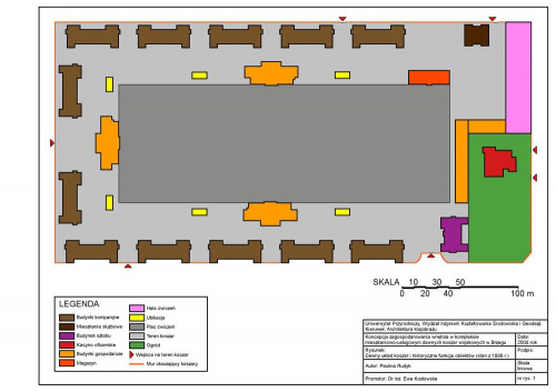 Praca magisterska - Koncepcja zagospodarowania wnętrza w kompleksie mieszkaniowo-usługowym dawnych koszar wojskowych w Brzegu - dawny układ koszar