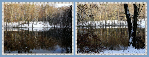 Okruchy zimy odbite w wodzie jeziora Otomino #NadJeziorem #widoki #odbicia #Gdańsk