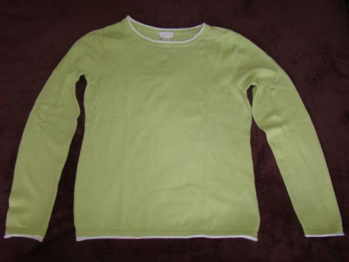 16.Zielony sweterek z białymi wykończeniami, z USA, r 38.j #allegro #damska #odzież #zestawy
